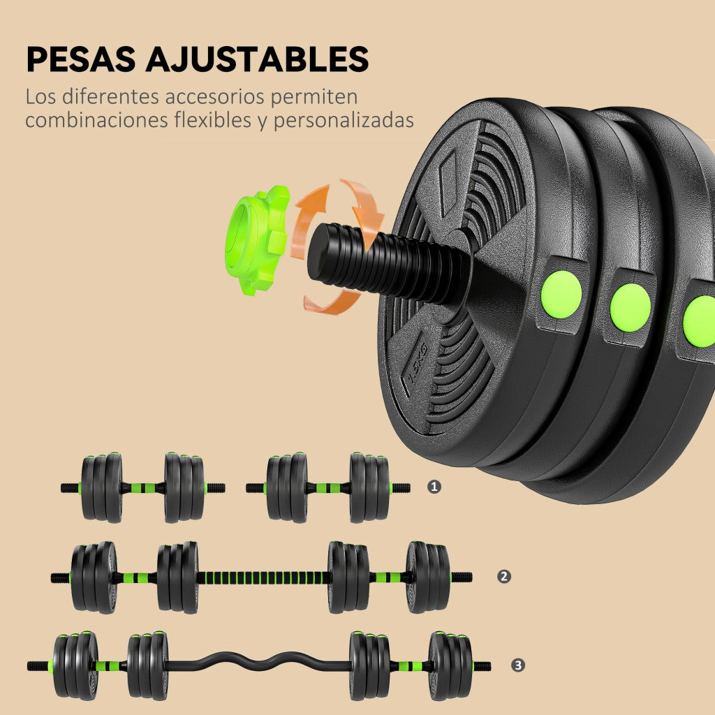Set di manubri regolabili 20 kg ¨C Minimal ¨C verde
