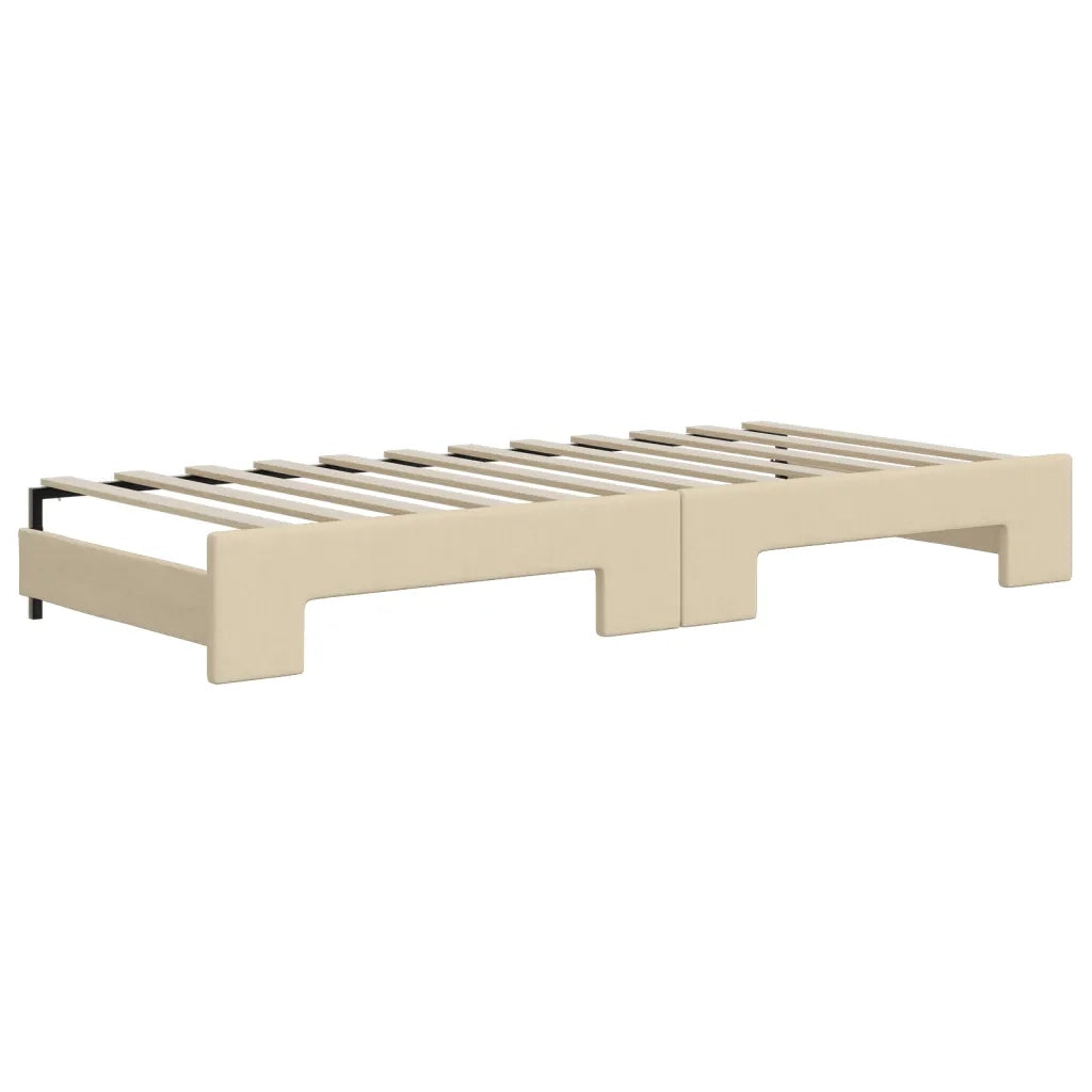 Divano Letto con Letto Estraibile Crema 80x200 cm Tessuto 3197187