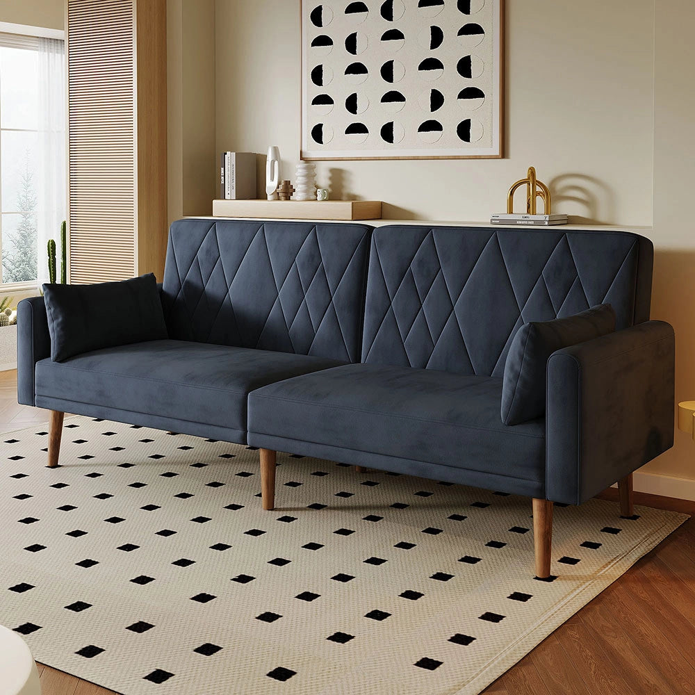 Divano 2 posti - Xylo - velluto, letto convertibile, multifunzione