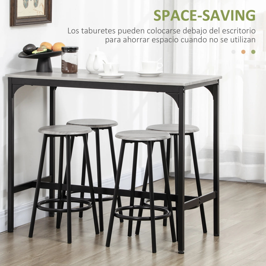 Tavolo da bar con 4 sgabelli ¨C Minimal ¨C grigio e nero, metallo