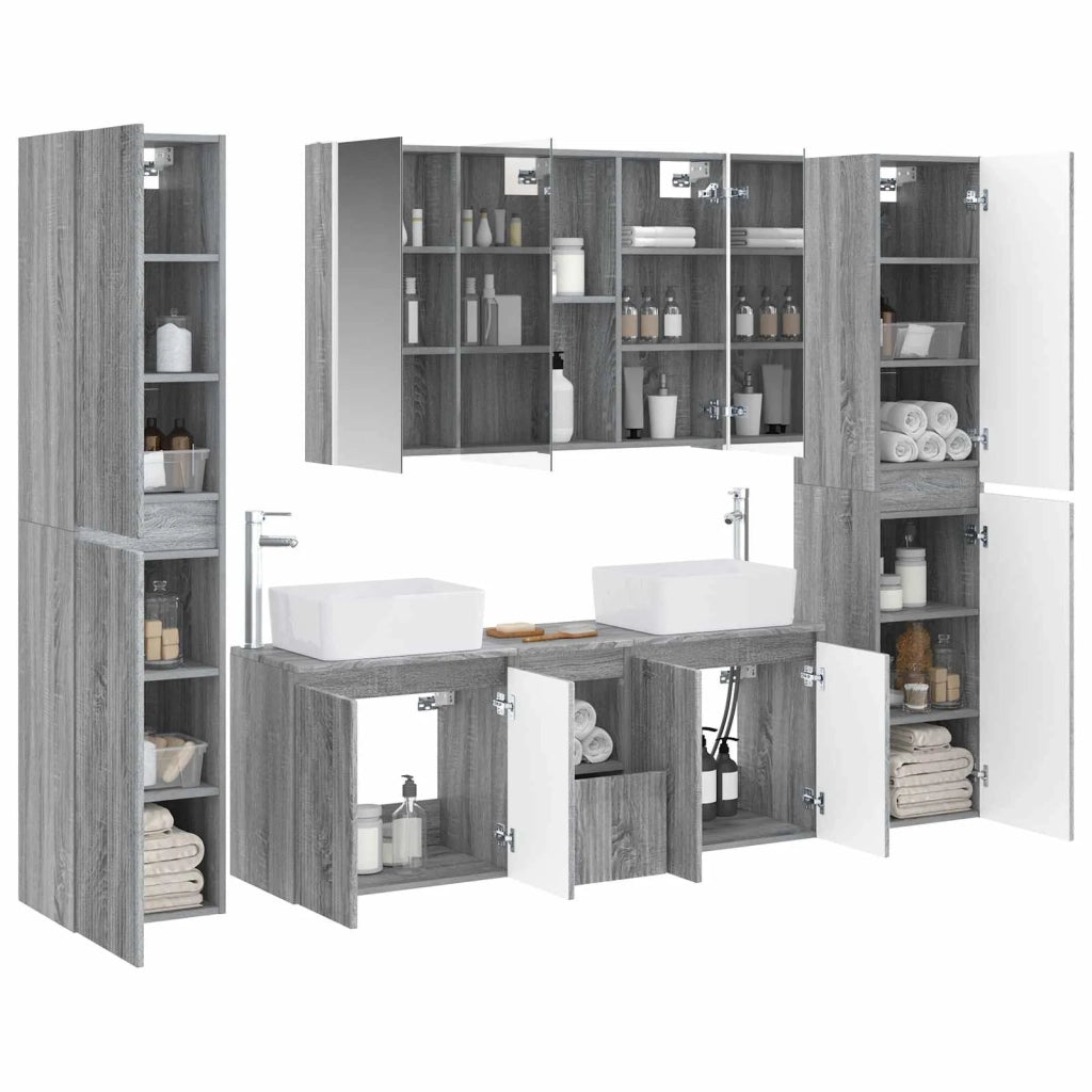 Set di mobili per il bagno 6 pz Sonoma grigio 3407236