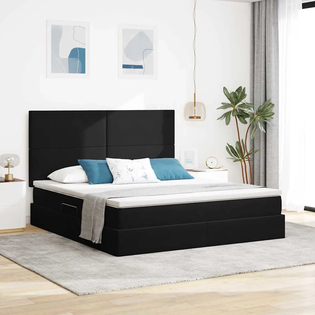 Letto con contenitore e materasso Nero 180 x 200 cm Velluto 3371987