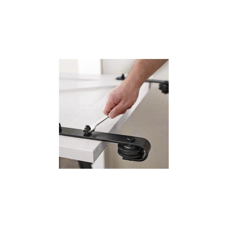 Kit di ferramentaper porta scorrevole appesa in legno Barn, con chiusura soft, pannelli non inclusi, Acciaio e Tecnopl..