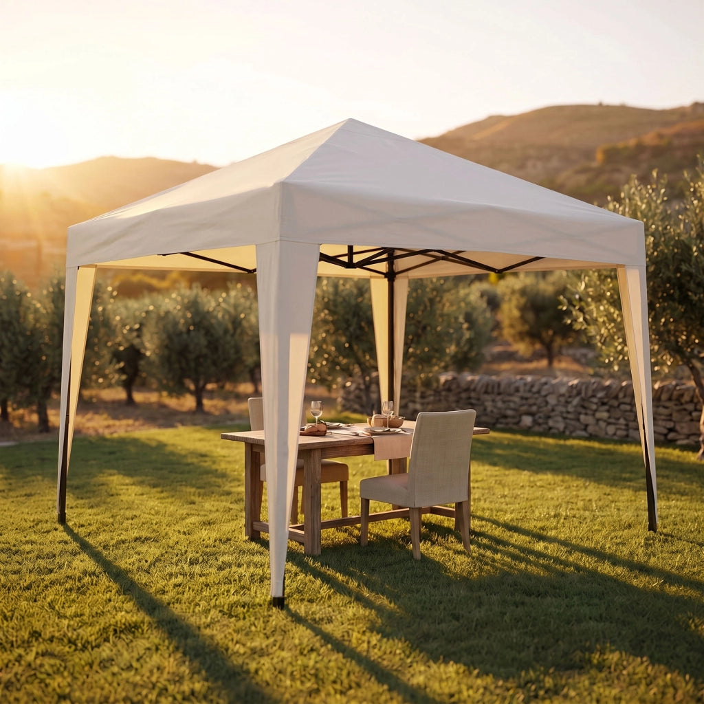 Gazebo richiudibile 3x3 pieghevole a fisarmonica automatico mercato tenda con sacca colore bianco