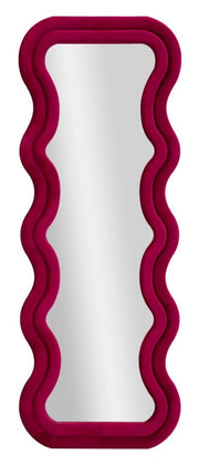 Specchio Da Muro Emily Velluto Fuxia 60X6X160 Elegante