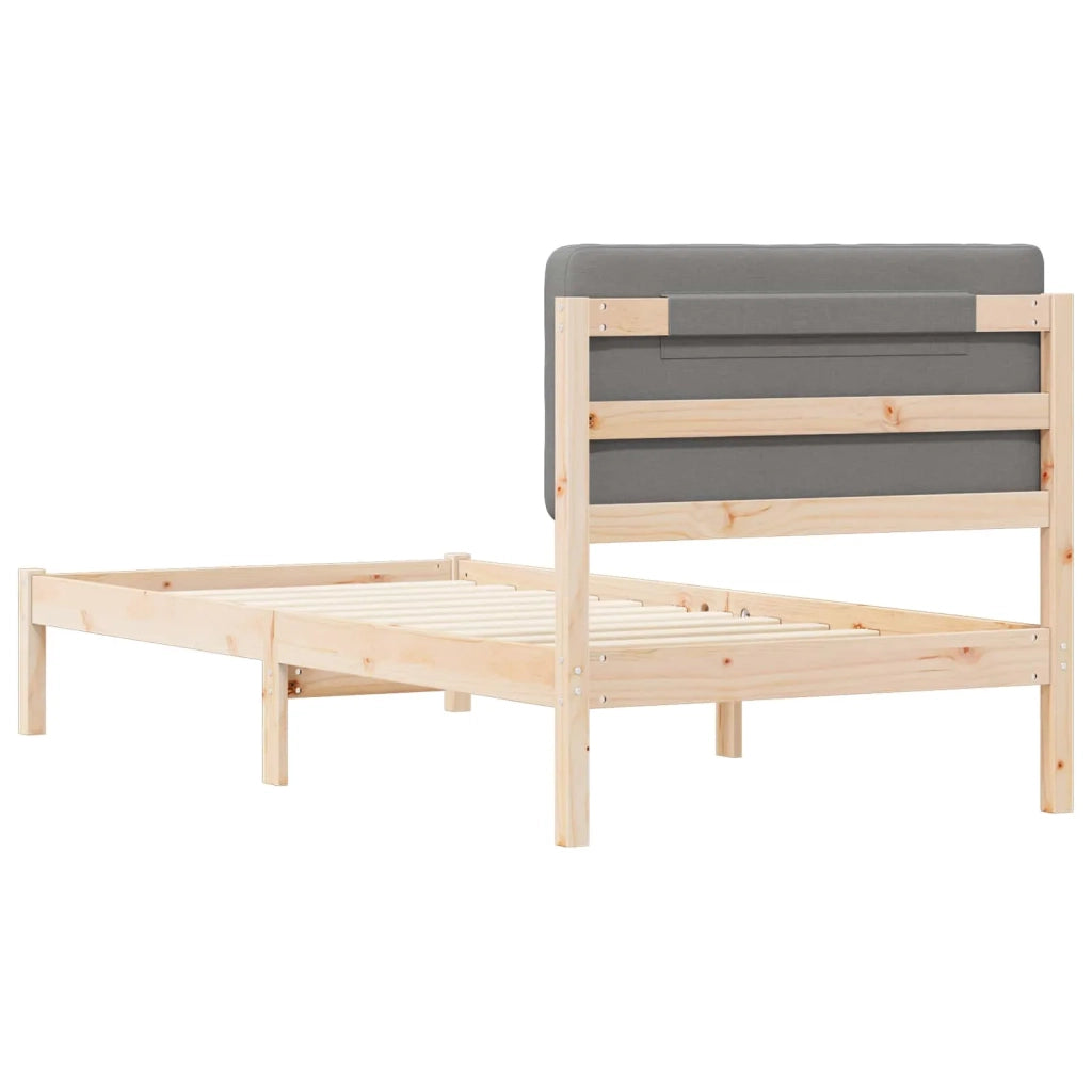 Letto con Testiera Rivestita-Struttura Letto con Testiera Grigio chiaro 75 x 190 cm 422308