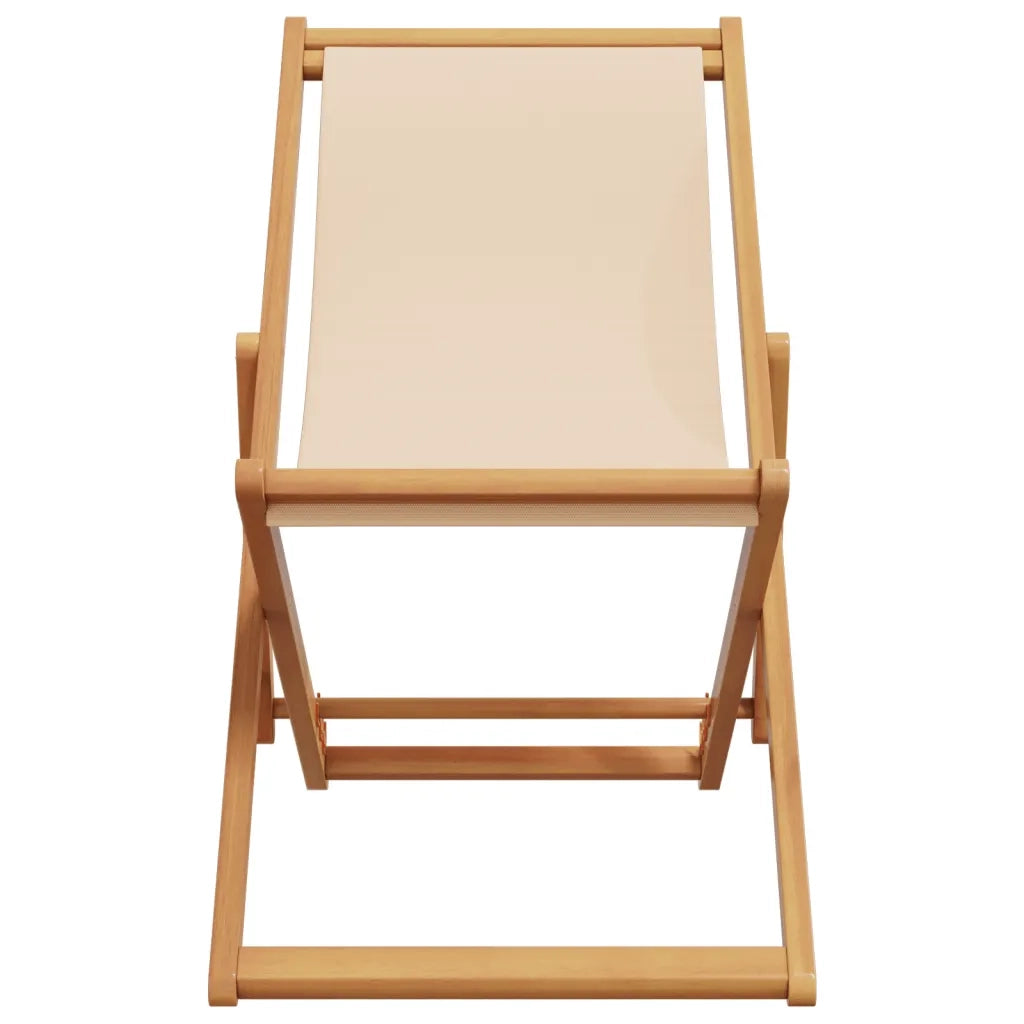 Sedia da Spiaggia Pieghevole Beige Legno di Eucalipto e Tessuto 366564