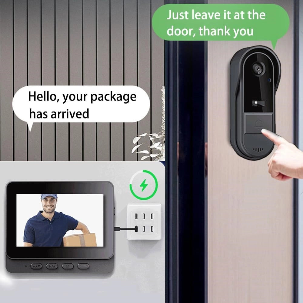 Trade Shop - Videocitofono Campanello Senza Fili Da Esterno Impermeabile Ip67 Schermo Ips 4,3'' -