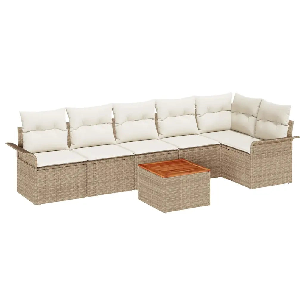 Set Divano da Giardino 7 pcs Beige e Crema polyrattan 3356006