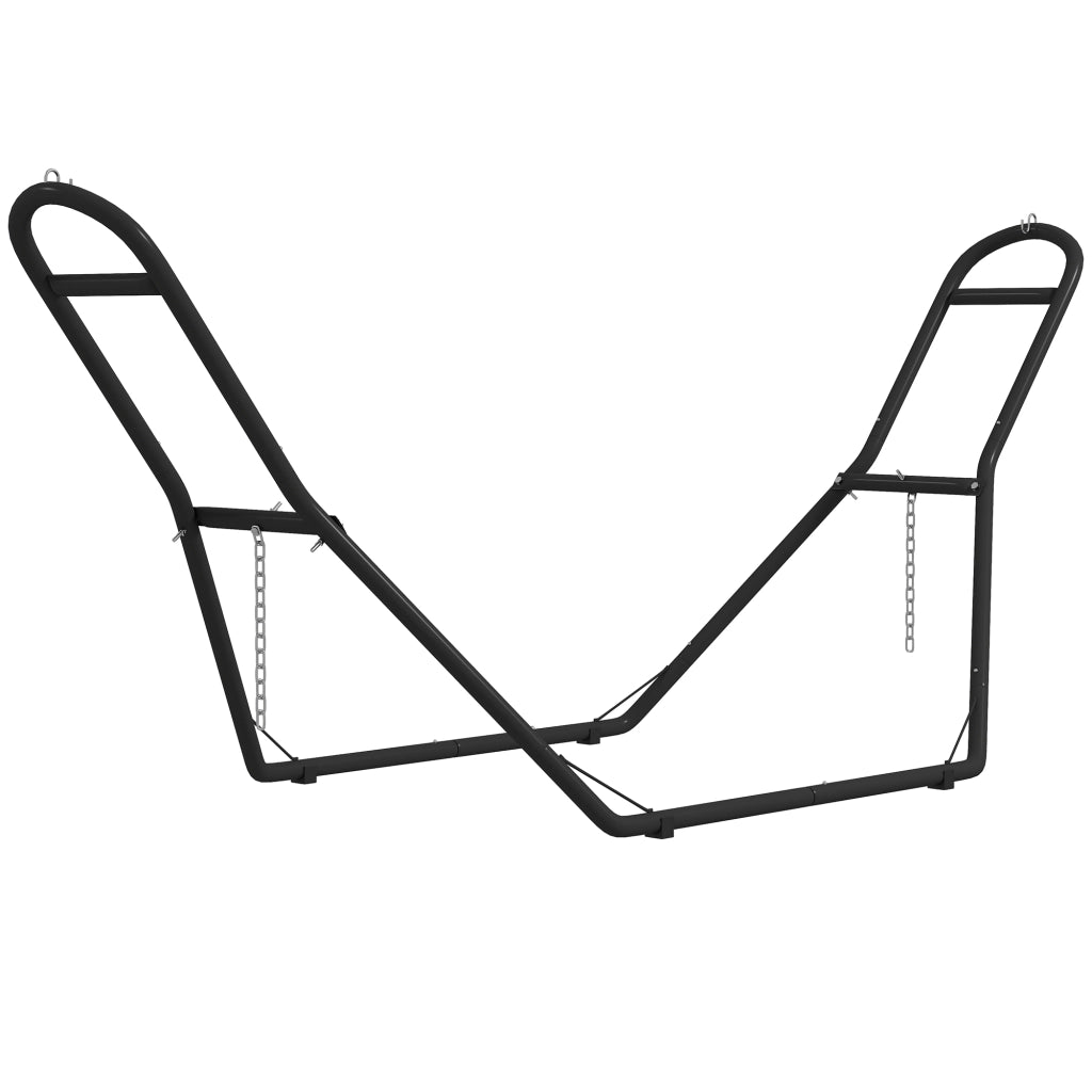 Supporto per Amaca Regolabile e Antiscivolo con Ganci a S, in Acciaio, 278x97x112 cm Nero