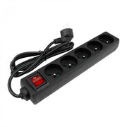 Multipresa 5 prese 1,5 m con interruttore nera Ecolight