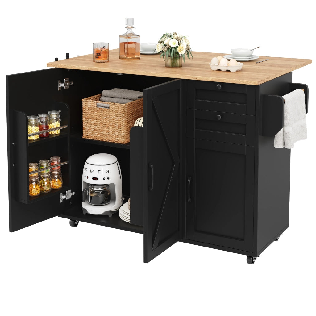 Tavolo da Pranzo con Vano Contenitore e Ripiani ¨C MINIMAL ¨C Nero, Effetto Legno