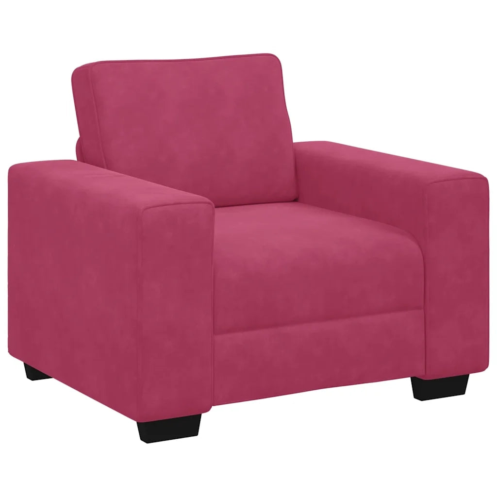Set di Divani 3 pz con Cuscini Rosso Vino in Velluto 3324671