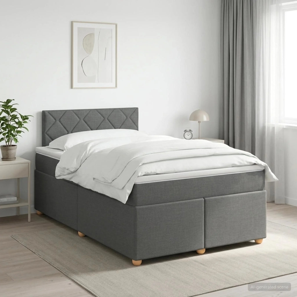 Letto box spring con materasso Grigio Scuro 120 x 190 cm 3450917