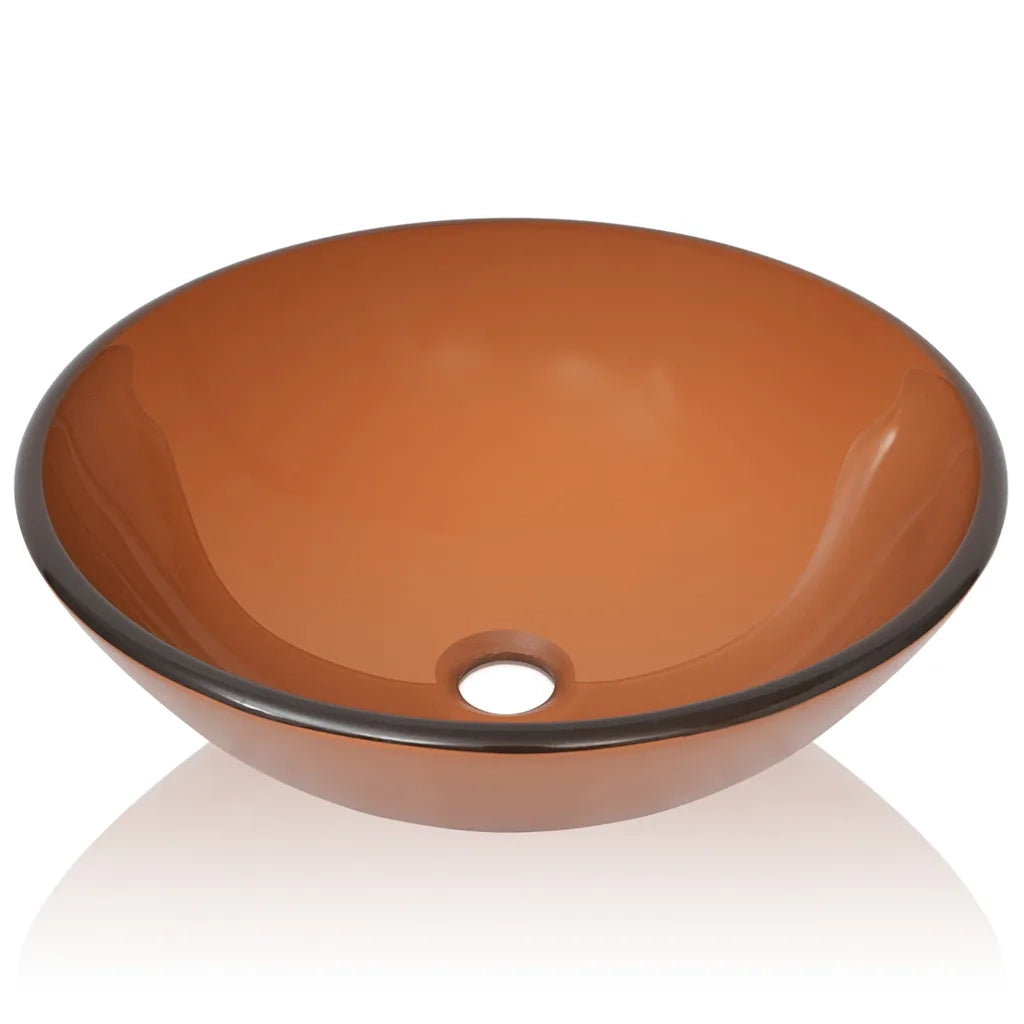 Lavandino in Vetro-Lavabo-Lavello Temperato 42 cm Marrone