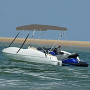 Bimini di Prua con Tendalino 4 Archi-Tenda da Sole per Bimini di Prua Grigio 243x180x137 cm