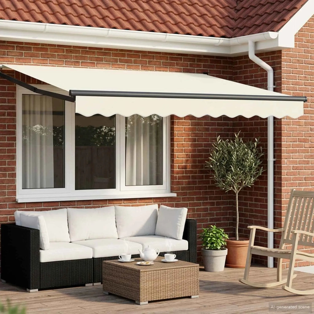 Tenda da Sole | Tenda retrattile manuale con LED Crema e Antracite 3,5 x 2 m