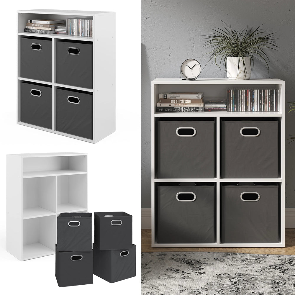 Vicco Libreria Bianco 72 x 90.2 cm con 4 scatole pieghevoli