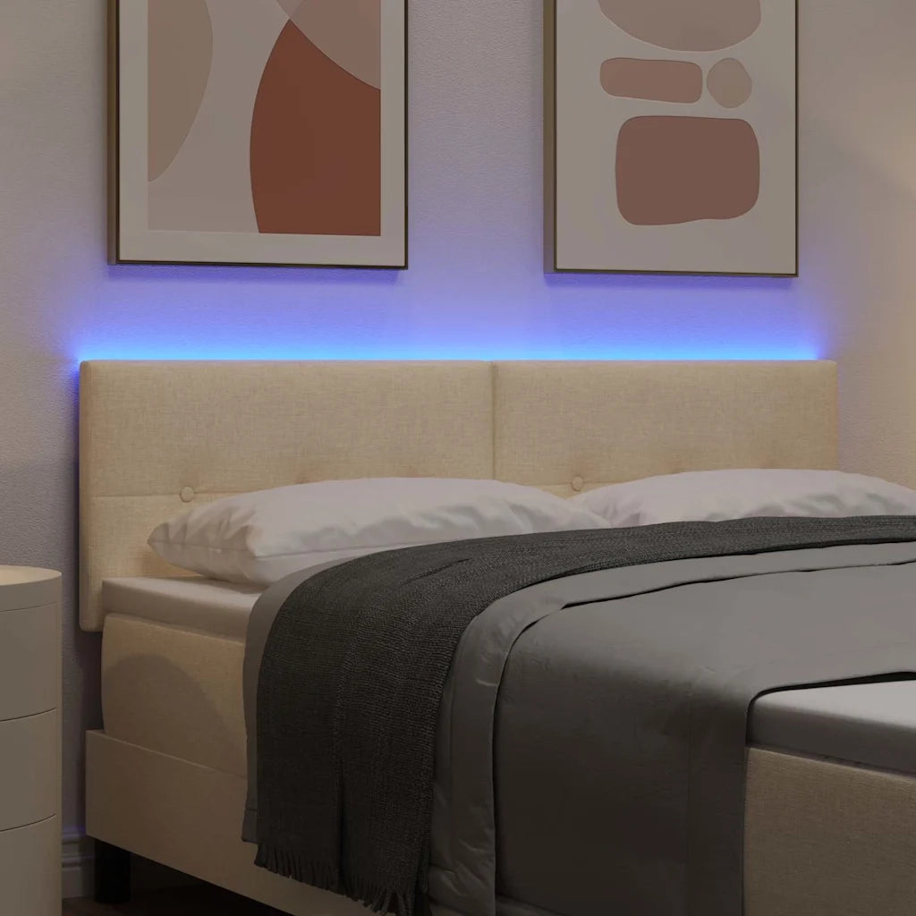 Testiera LED con strisce LED con testiera Crema 160 cm Tessuto 3338140