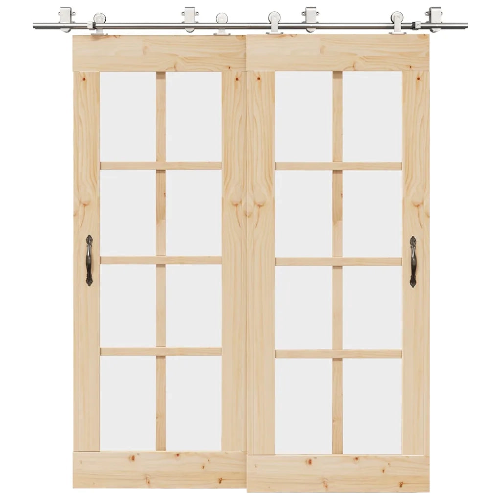 Kit Binari Porta Scorrevole 200 cm Acciaio Inossidabile Argento 3295764