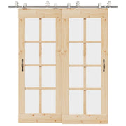 Kit Binari Porta Scorrevole 200 cm Acciaio Inossidabile Argento 3295764