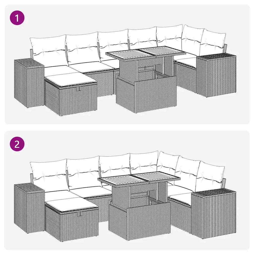 Set Divani Giardino 8 pz con Cuscini Marrone Polyrattan Acacia 3328097