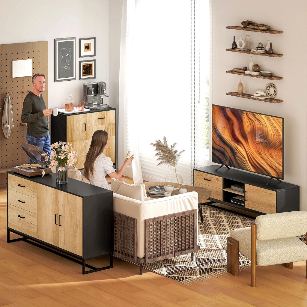 Buffet con 3 cassetti e ripiano regolabile ¨C Minimal ¨C acciaio, alluminio