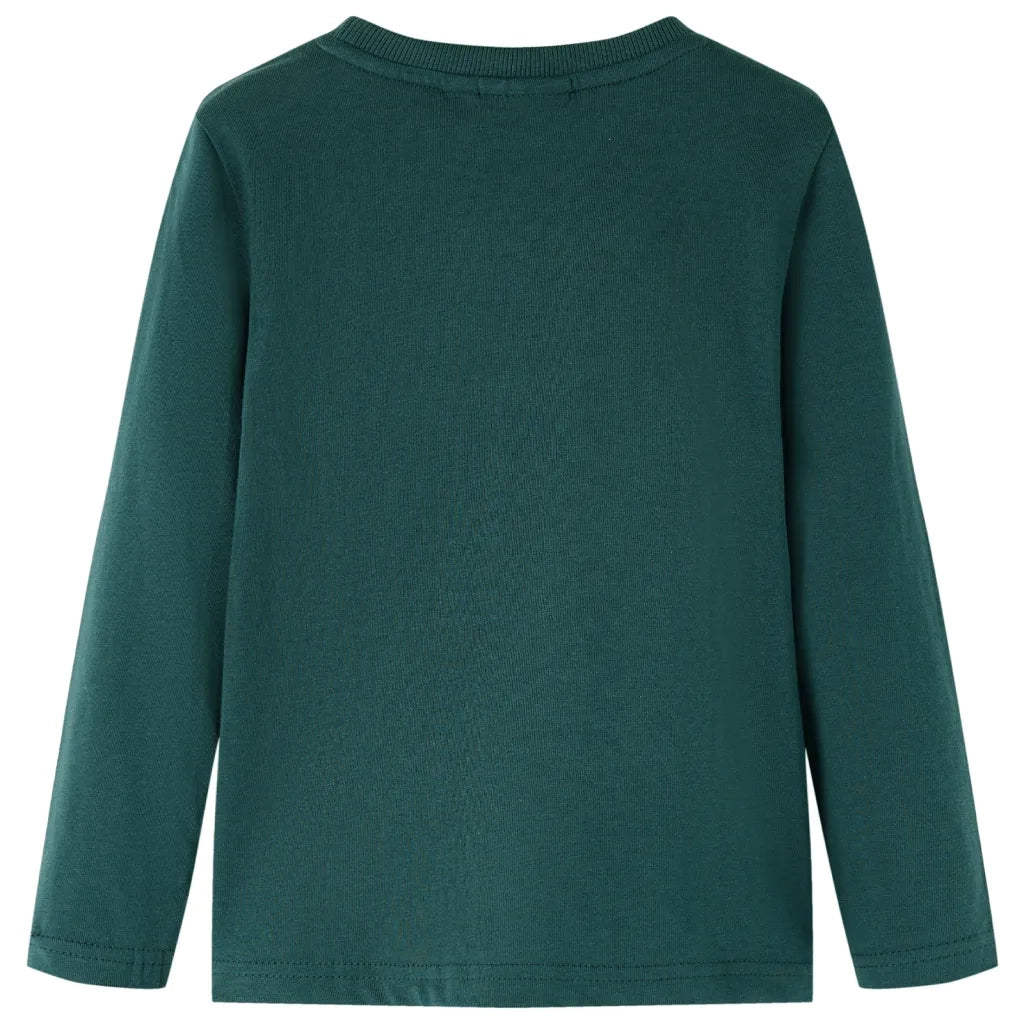 Maglietta da Bambino Maniche Lunghe Verde Scuro 104