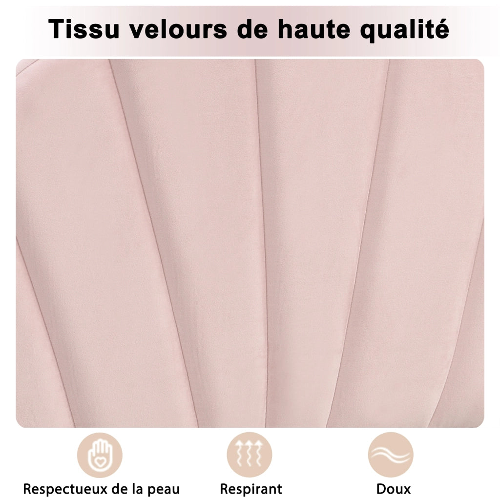 OKWISH Letto Imbottito 140×190 cm, Letto Matrimoniale con Testiera Regolabile e Piedini in Ferro Dorati, senza Materasso, Velluto Rosa