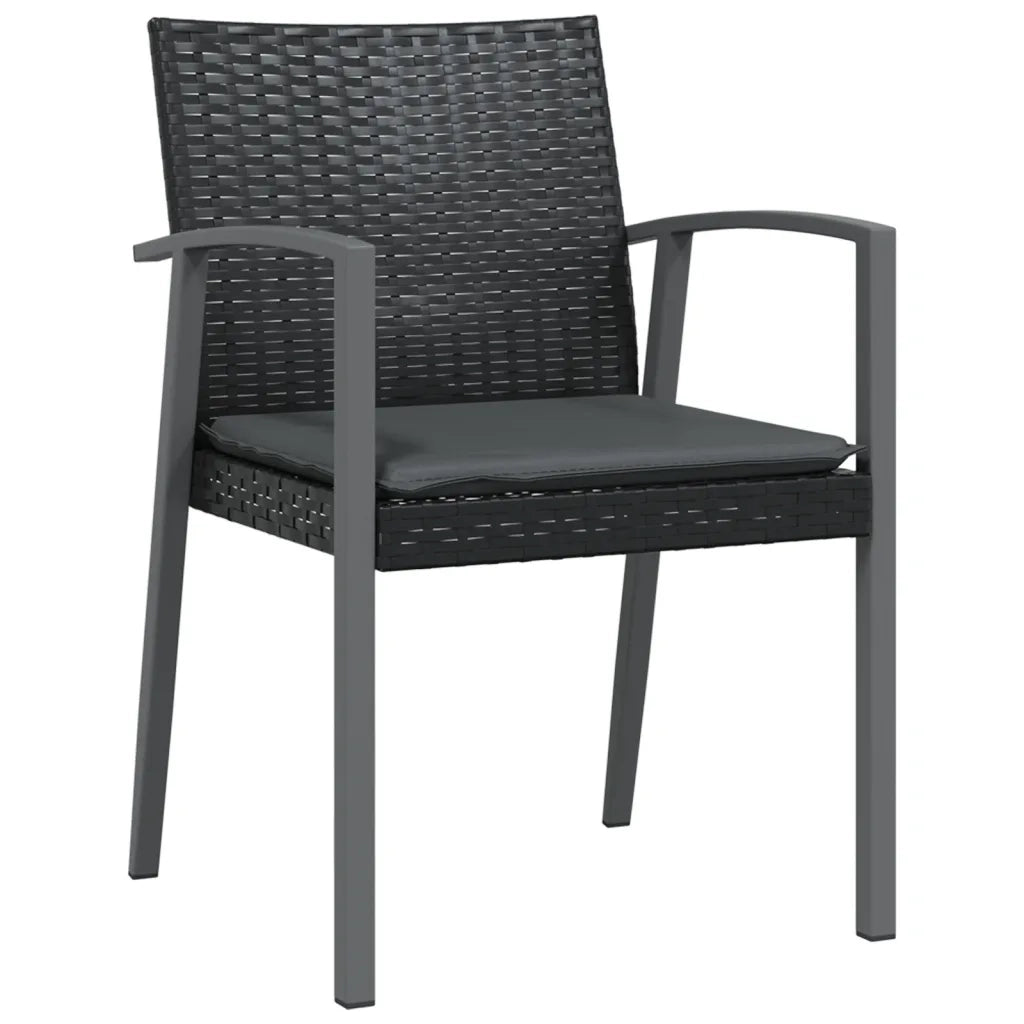 Set Pranzo da Giardino 3pz con Cuscini in Polyrattan e Acciaio 3186971