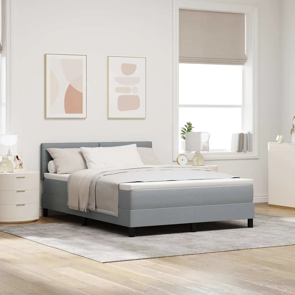 Letto a molle con materasso Grigio chiaro 140 x 190 cm Tessuto