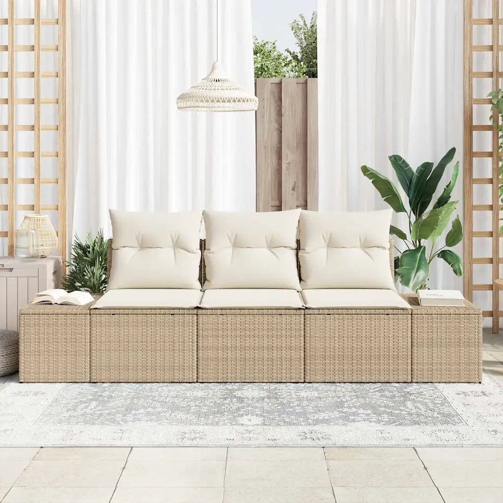 Set Divano da Giardino 3 pcs Beige e Crema polyrattan 3355590