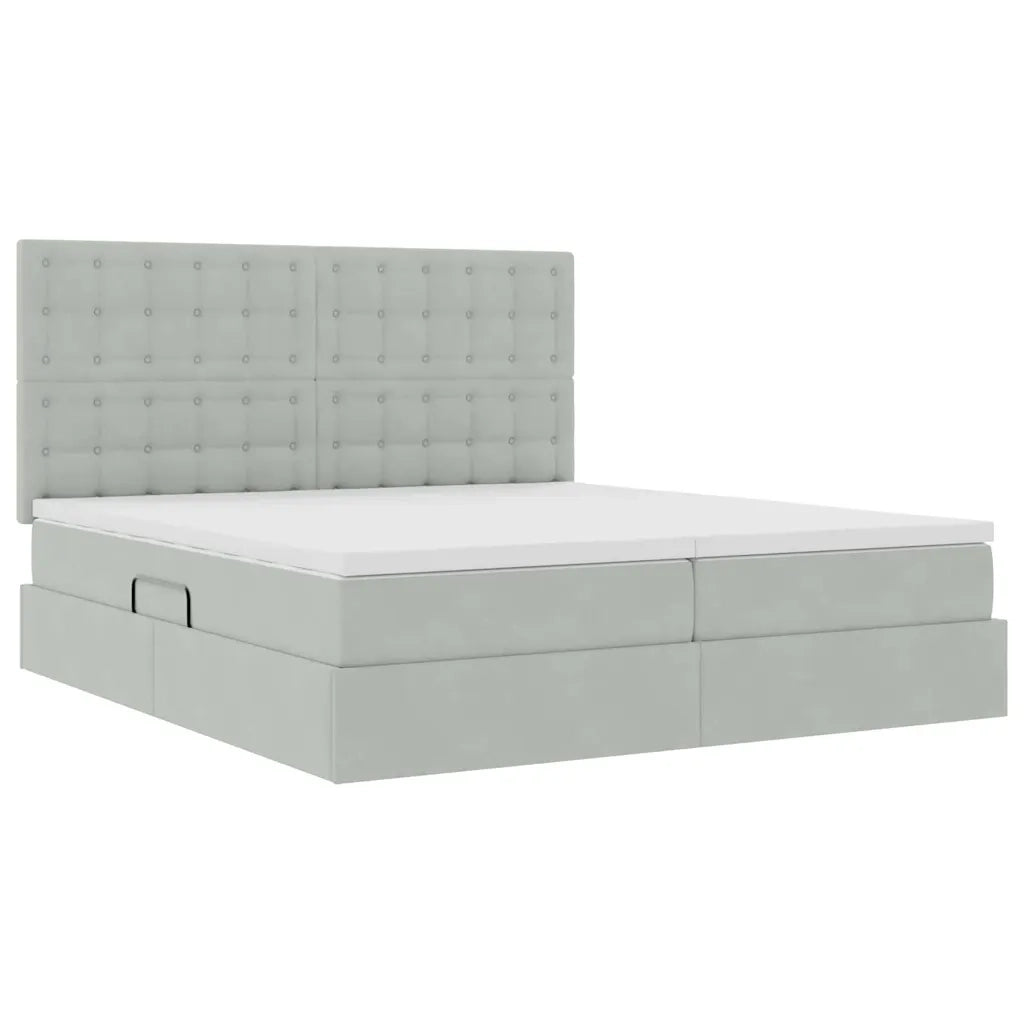 Letto con Contenitore Grigio chiaro 180 x 200 cm Velluto