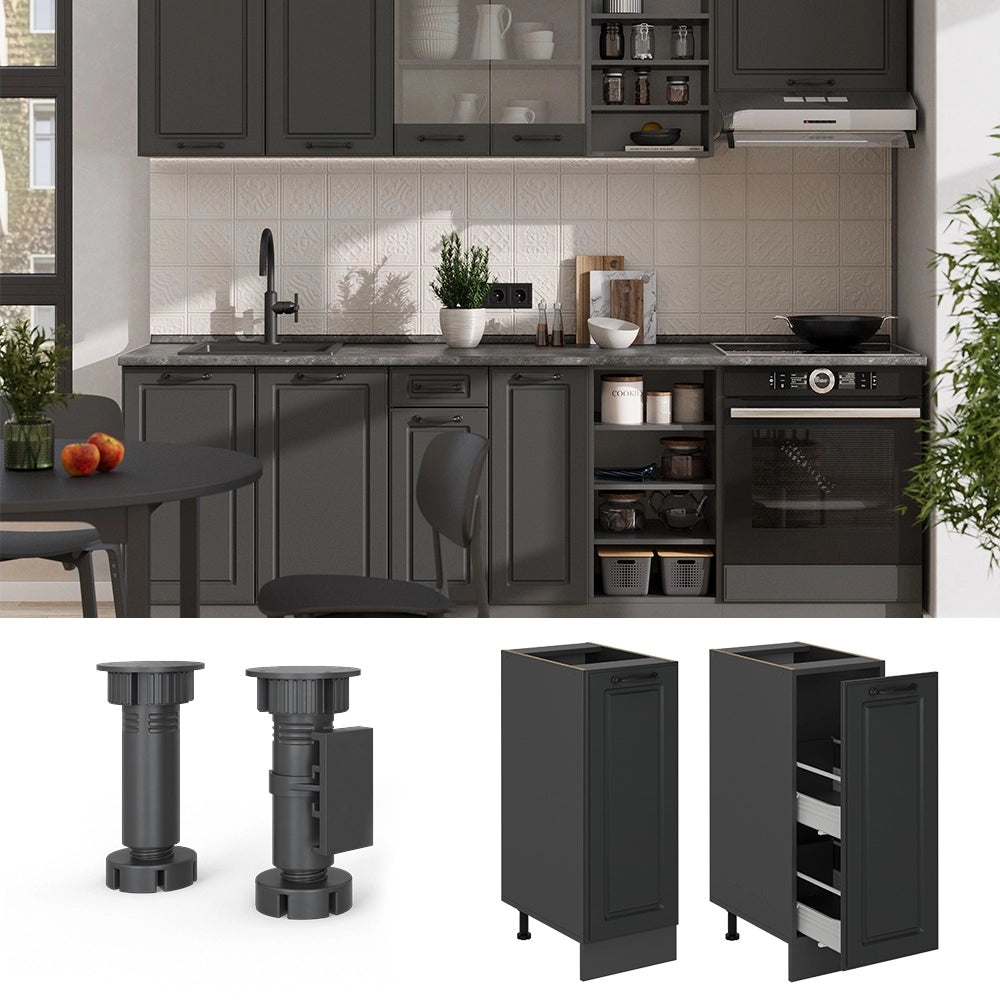 Armadio cucina dispensa alto R-Line Antracite rustico/Antracite 30 cm senza piano di lavoro Vicco