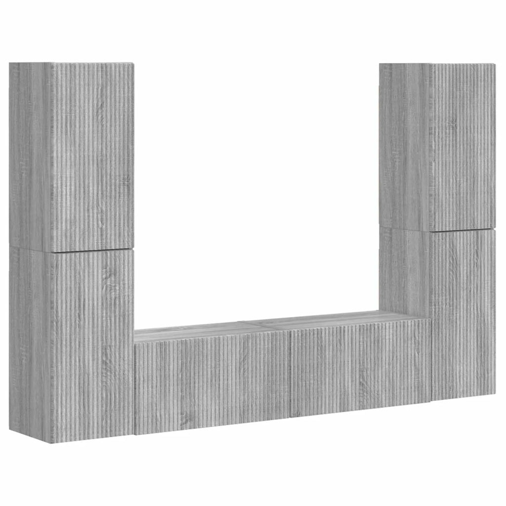 Set mobile TV 6 pcs Grigio Sonoma Legno multistrato 3409111