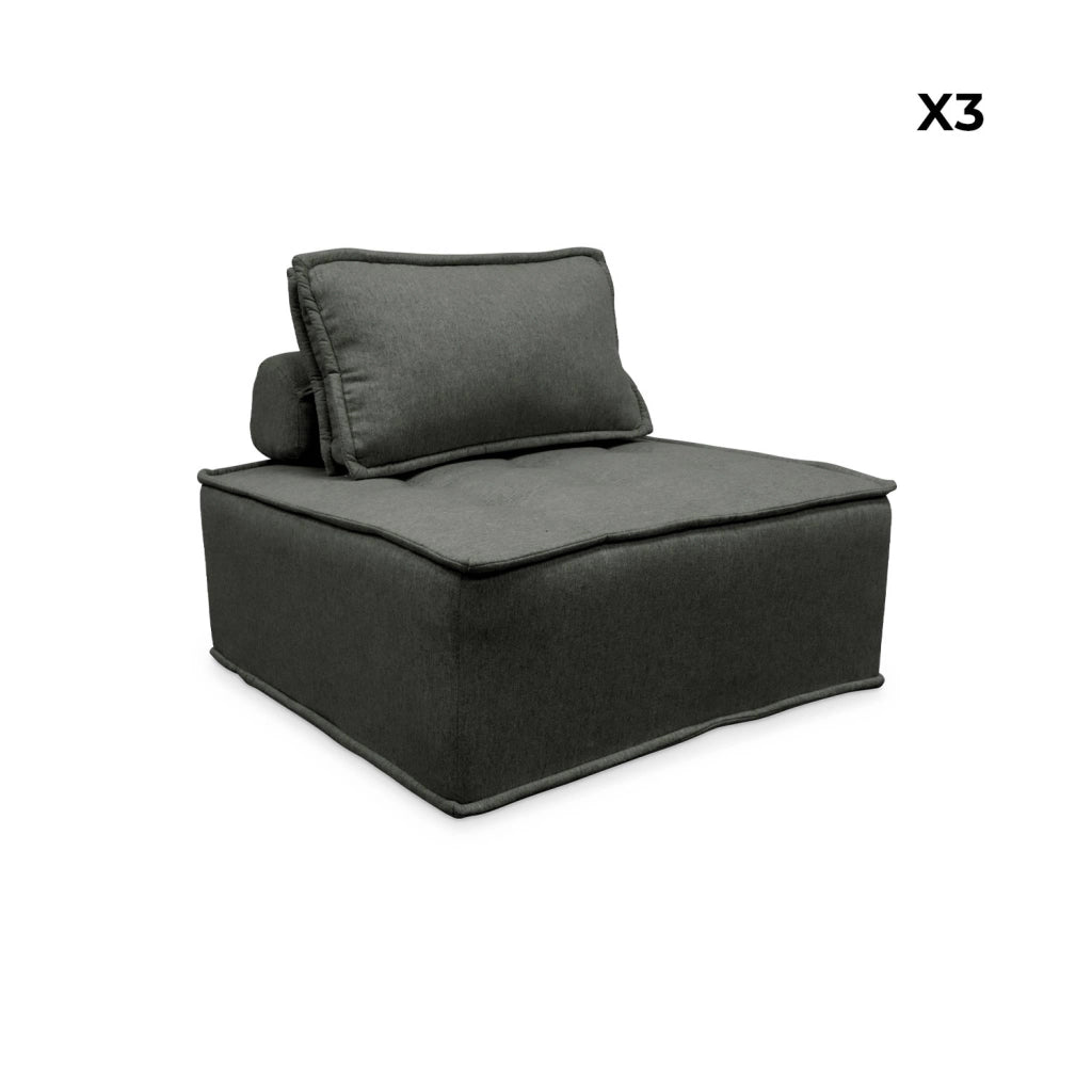Divano modulare, 3 posti, grigio