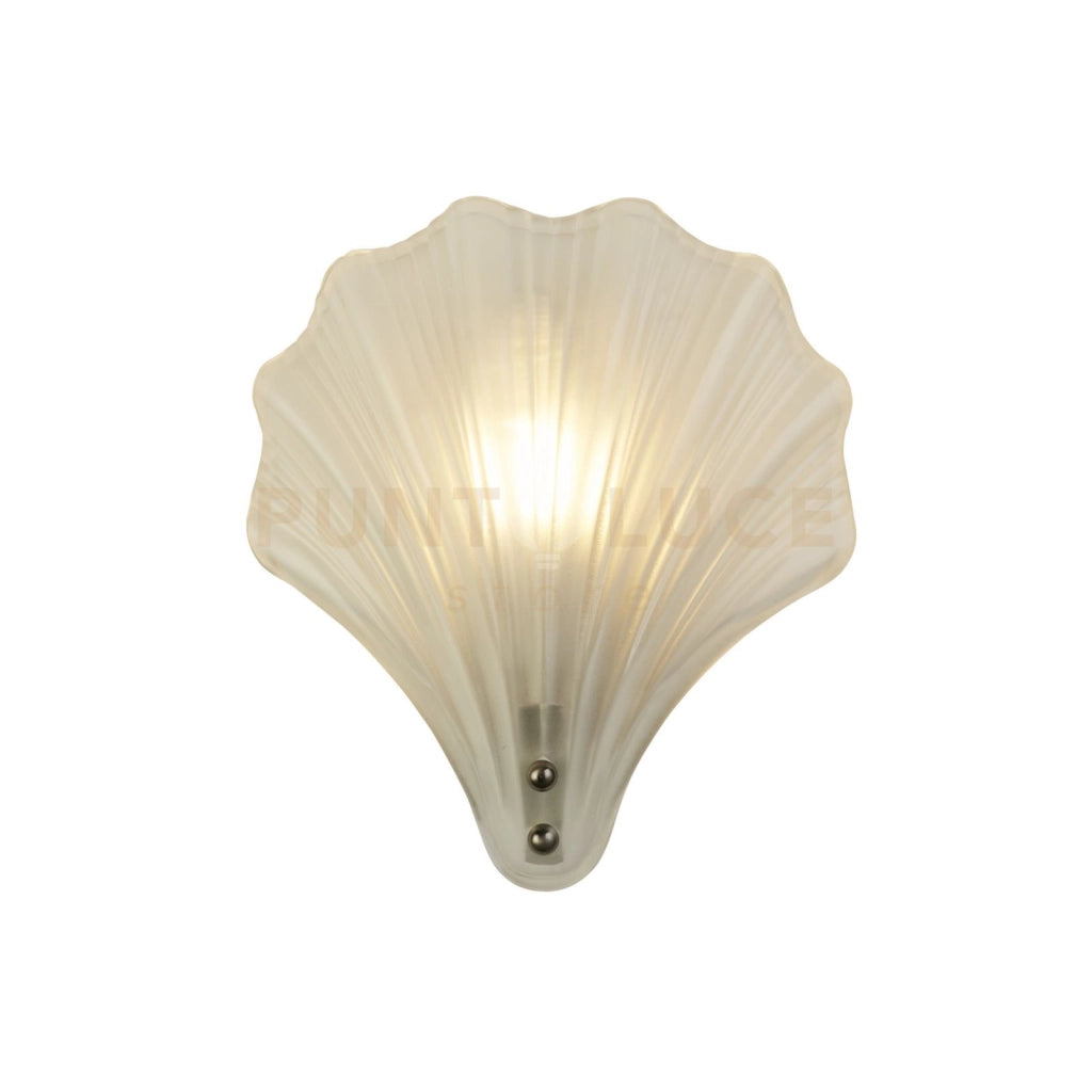 Applique Shell 1Lt, metallo argento satinato e vetro smerigliato IP44
