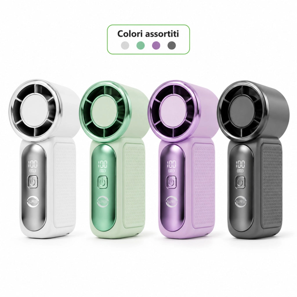 MINI VENTILATORE PORTATILE USB RICARICABILE DISPLAY VIAGGIO VELOCITA' CASA AS011
