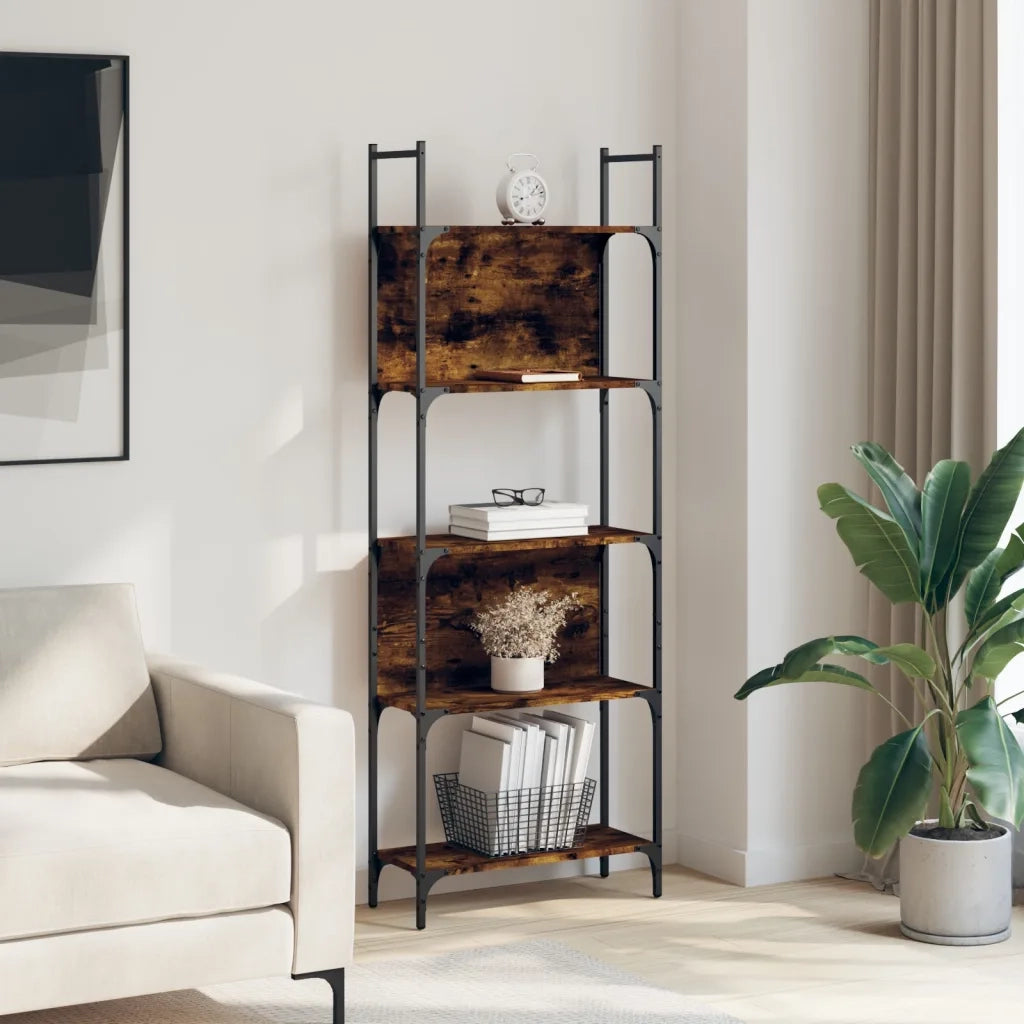 Libreria 5 Ripiani-Scaffale per Libri-Mobile di Stoccaggio Rovere Fumo 60,5x24x166,5cm Legno Multistrato