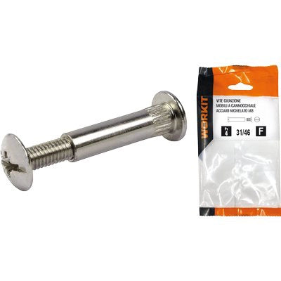 VITE GIUNZIONE MOBILI ACC NICHELATO SELF WORKIT - CANNOCCHIALE MM 8 VITE M 6 MM 31/46 CF=PZ 6- 5 confezioni