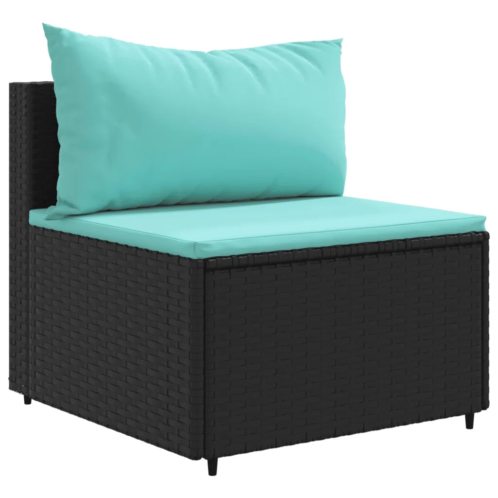 Set Divani da Giardino 5 pz con Cuscini Nero in Polyrattan 3308060