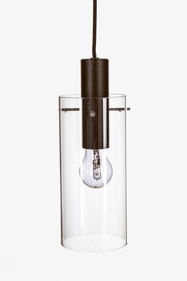 Lampadario 1 luce trasp. e nero D.11x130h