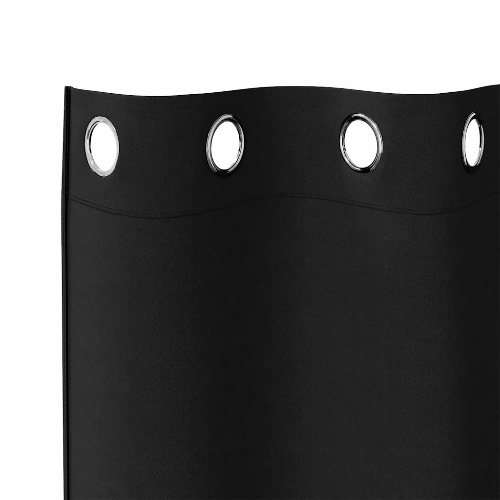Tende Oscuranti | Tende Blackout con Anelli 2 pz Nero 175 x 140 cm Poliestere