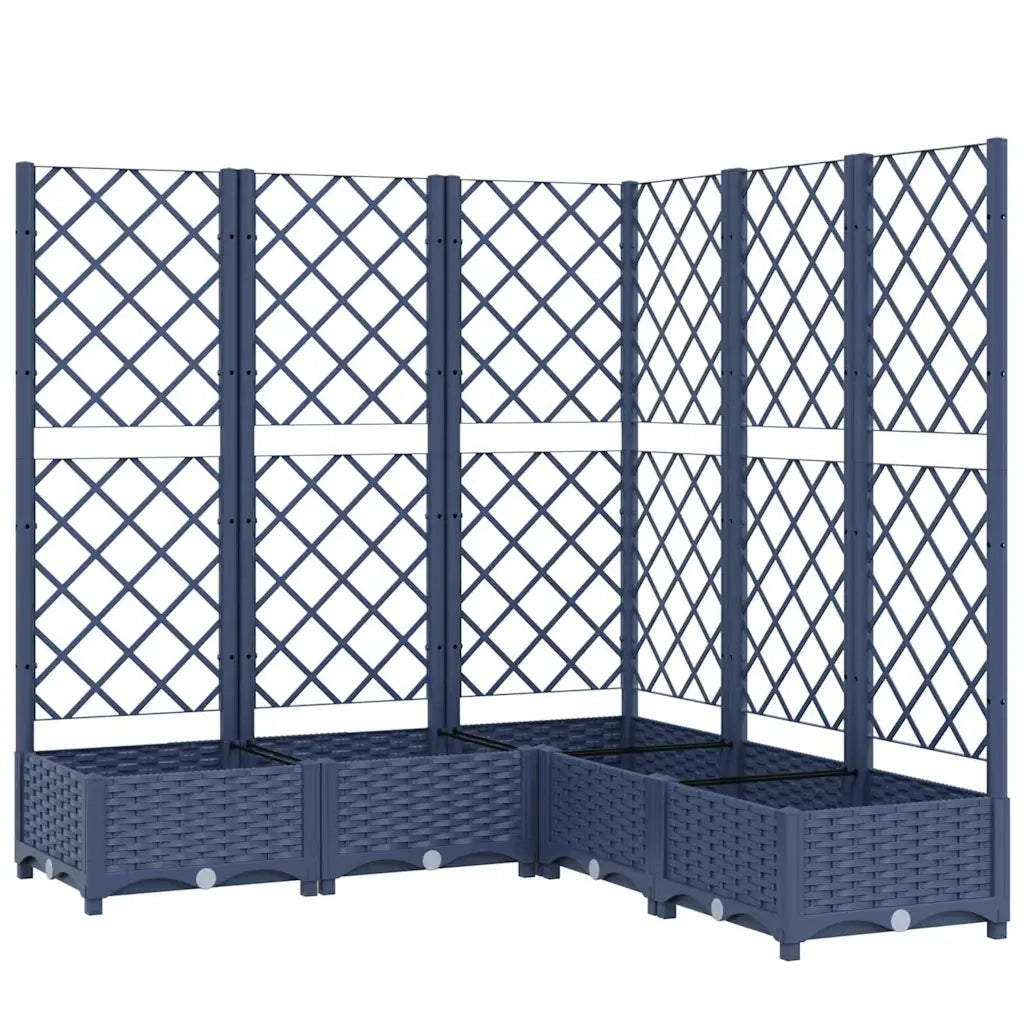 Fioriera | Cassetta per fiori | Vaso Giardino e Graticcio Grigio Blu 120x120x121,5 cm PP