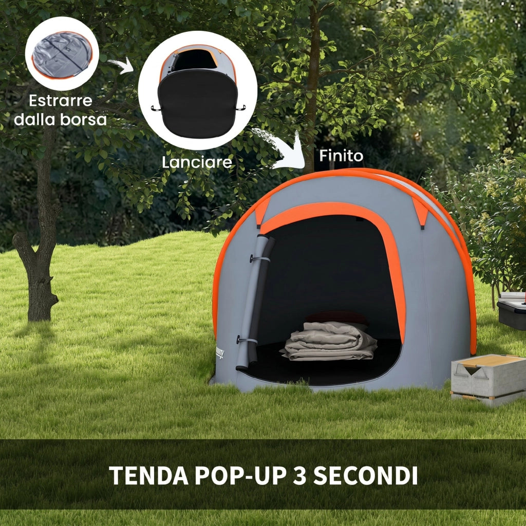 Tenda da Campeggio Pop-Up Impermeabile ¨C Xylo ¨C 245x148x105 cm, Grigio, con Borsa