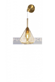 APPLIQUE OTTONE SAT. 1 LUCE VETRO AMBRA 1177OS-A-AM
