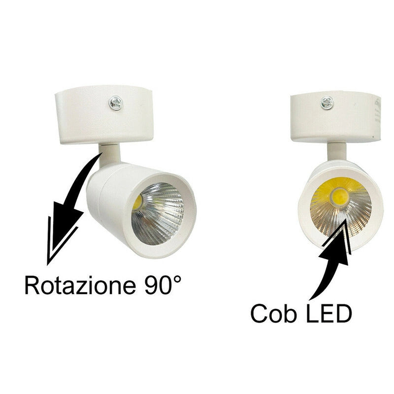 FARETTO LED SOFFITTO ORIENTABILE 5W LUCE CALDA MODERNO BIANCO APPLIQUE SPOT LED
