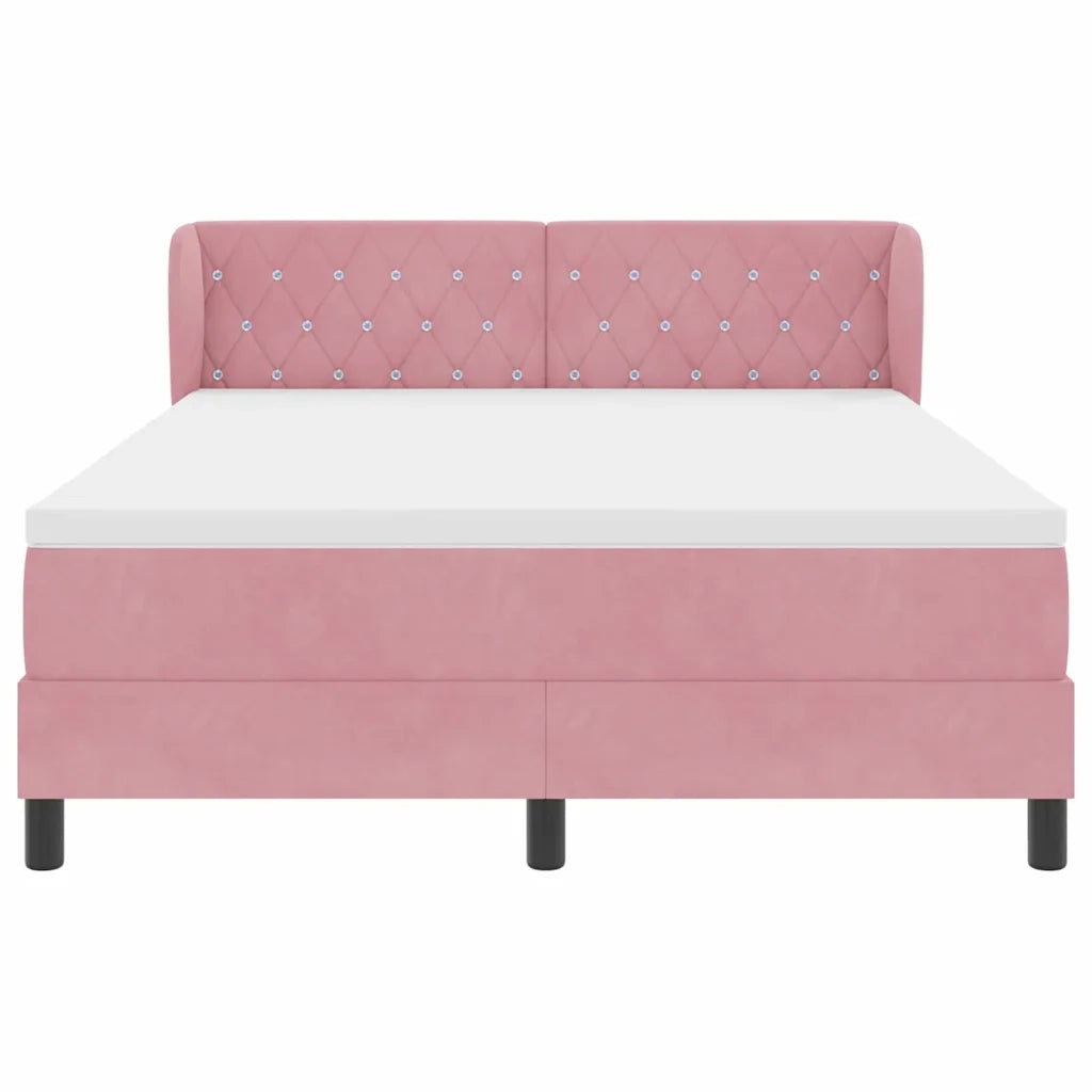 Letto a molle con testiera Rosa 160 x 200 cm Velluto 3340345