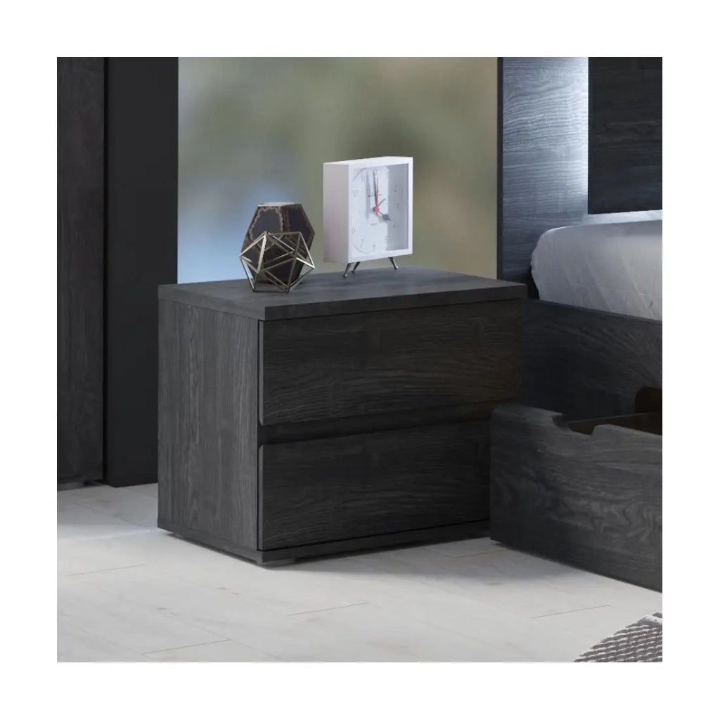 Set di 2 comodini VELTIS – 2 cassetti – L46 x A43 cm – Colore frassino nero