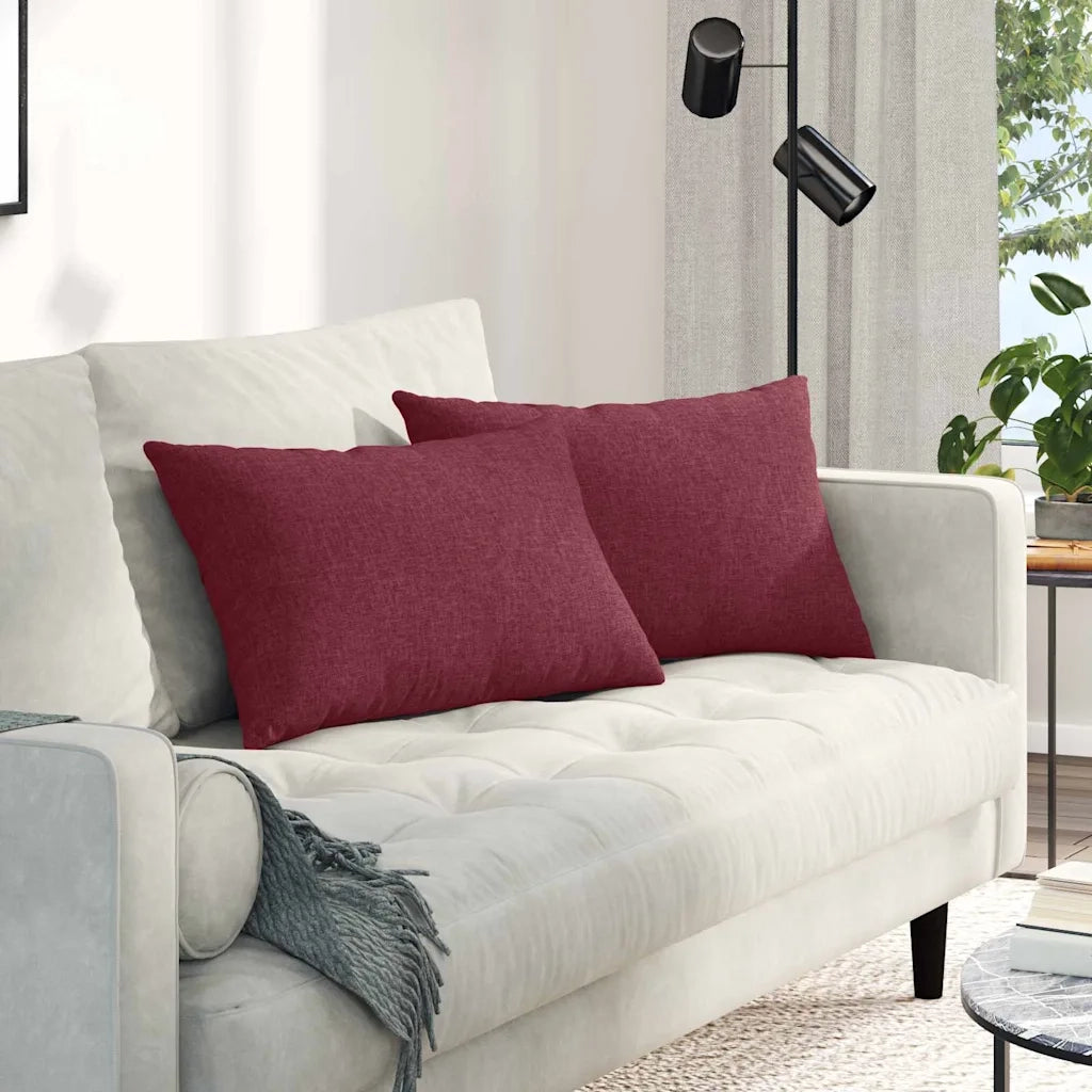 Cuscini da Divano 2 pz-Set di 2 Cuscini per Sofa Rosso Vino 60 x 40 cm Tessuto